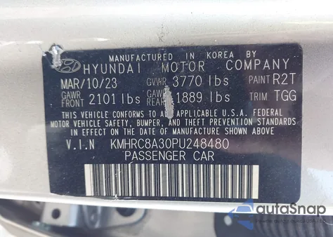 2023 Hyundai Venue Sel z USA, uszkodzony, nr VIN KMHRC8A30PU248480